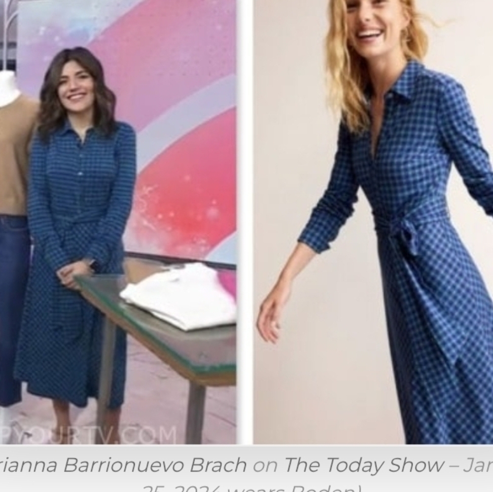 $145 Boden Laura Jersey Midi Shirt Dress Abstract Green Blue Sz 2P - Picture 3 of 10